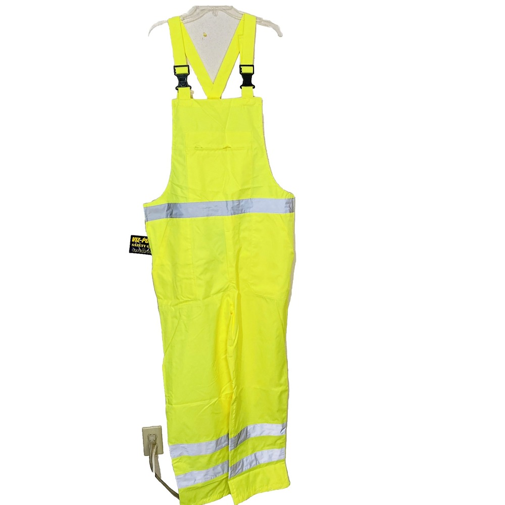 Safety Gear By Unipro Mens High‎ Visibility Yellow Rain Overall Sz Large NEW